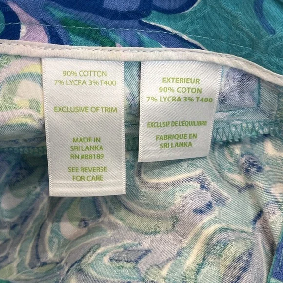 Lilly Pulitzer Women's Sea Blue Lilly's Lagoon Kelli Pants Skinny Leg Size 00 - Picture 7 of 8